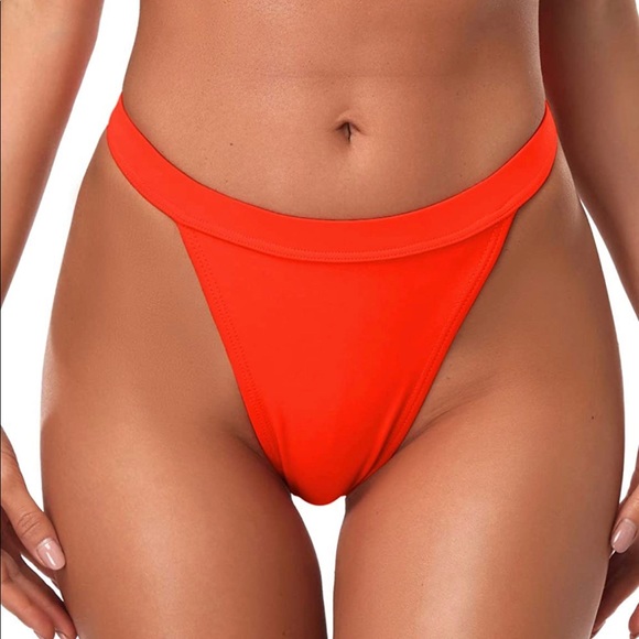 Orange High Rise Cheeky Bikini Bottom - Picture 1 of 3